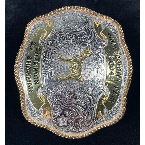 2004 PINAL COUNTY FAIR SR. SHOWMAN TROPHY BELT BUCKLE LARGE - Picture 2 of 11